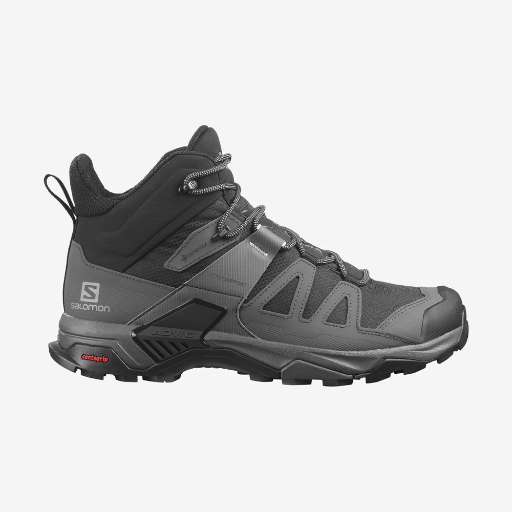 Salomon Israel X ULTRA 4 MID WIDE GORE-TEX - Mens Hiking Boots - Black (IDPH-04872)